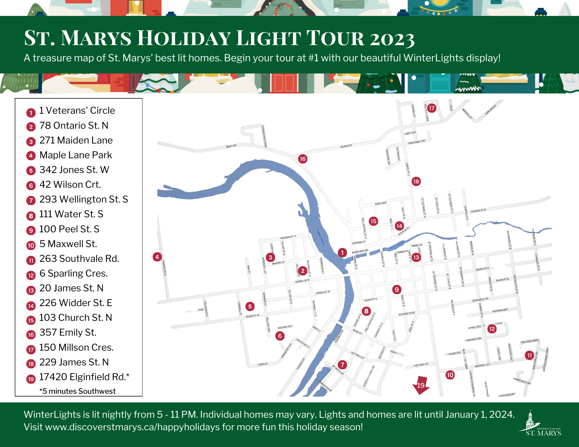 Photo of the Holiday Light Tour map