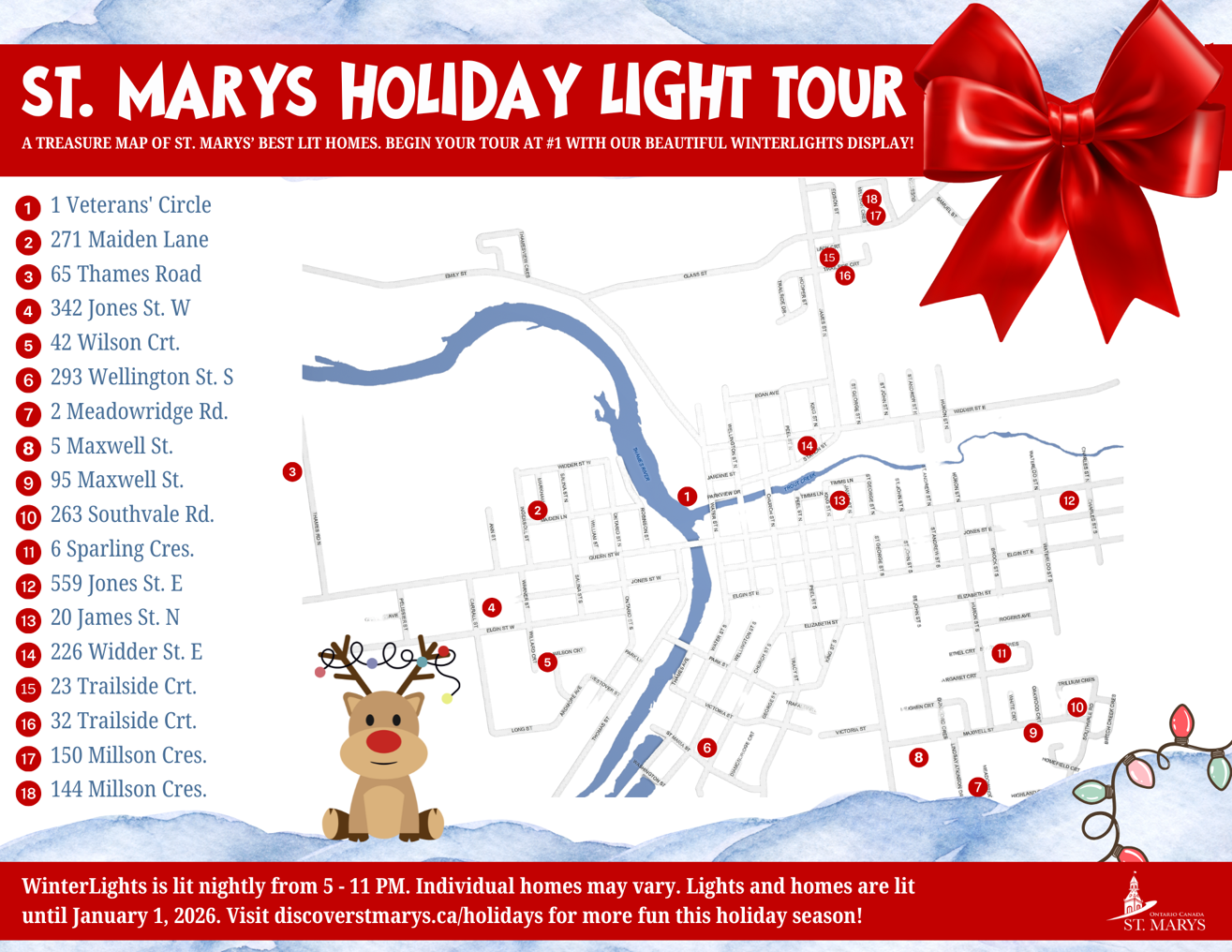 2025 Holiday Light Tour Map